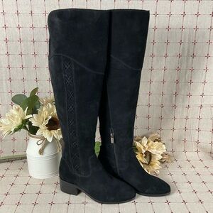 Vince Camuto Kreesell Over the Knee Black Suede Riding Boots Size 6 NWOB
